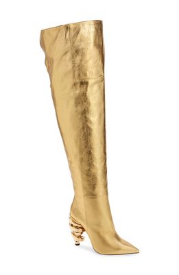 KEEYAHRI Zerina Pointed Toe Over the Knee Boot in Gold
