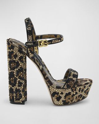 Keira Beaded Leopard Platform Sandals