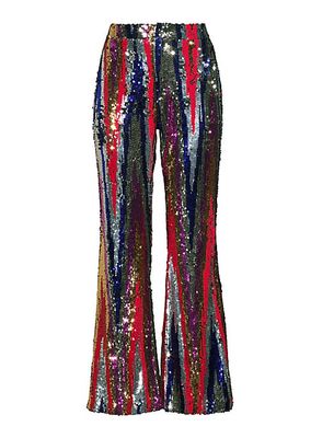 Kelly Sequin High-Waist Flared Trousers