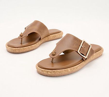 Kelsi Dagger Leather Buckle Thong Sandals - Theory