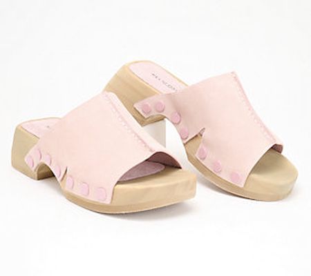 Kelsi Dagger Wooden Bottom Leather or Suede Mules - June