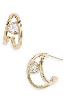 Kendra Scott Arden Curved Trilliant Huggie Earrings in Gold