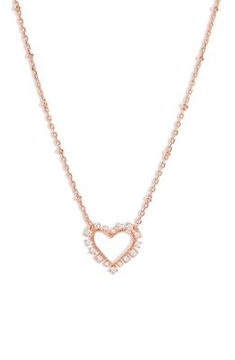 Kendra Scott Ari Heart Crystal Pendant Necklace in Rose Gold White Crystal