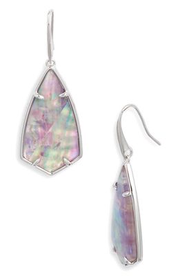 Kendra Scott Camry Drop Earrings in Rhodium Lilac Abalone