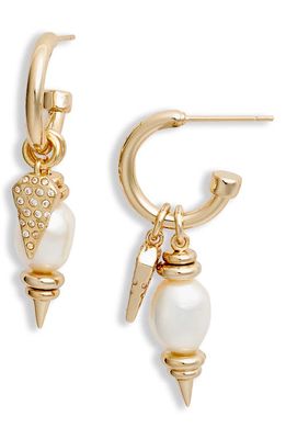 Kendra Scott Demi Convertible Drop Huggie Hoop Earrings in Gold Baroque Pearl