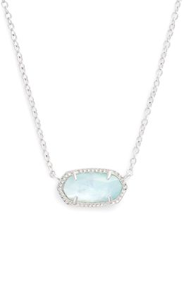 Kendra Scott Elisa Birthstone Pendant Necklace in March/light Blue/silver