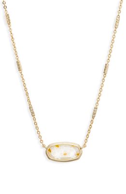 Kendra Scott Elisa Frame Pendant Necklace in Gold White Mosaic Glass