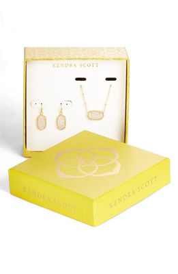 Kendra Scott Elisa Satellite Necklace & Lee Earrings Gift Set in Gold Iridescent Drusy