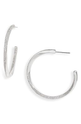 Kendra Scott Ella Pavé Twist Hoop Earrings in Silver White
