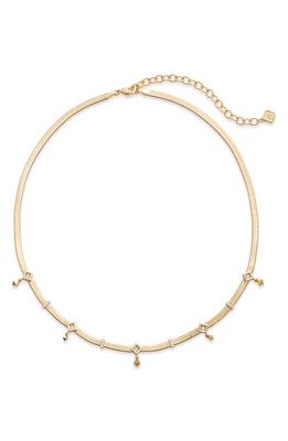 Kendra Scott Gracie Crystal Station Snake Chain Necklace in Gold White