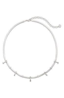 Kendra Scott Gracie Crystal Station Snake Chain Necklace in Silver White