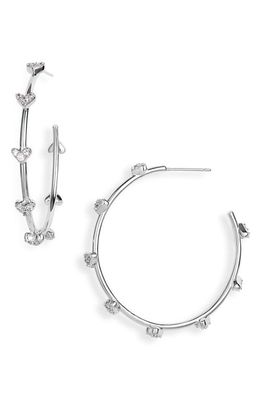 Kendra Scott Haven Heart Crystal Hoop Earrings in Rhodium White Crystal