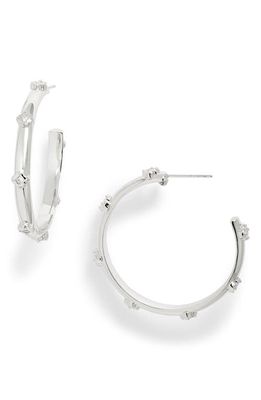 Kendra Scott Joelle Hoop Earrings in Rhodium White Crystal