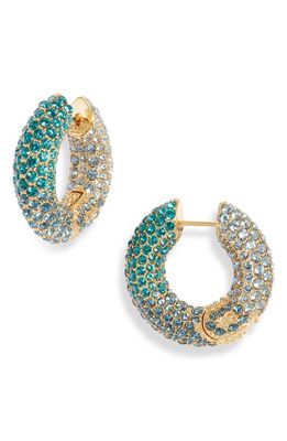 Kendra Scott Mikki Pavé Crystal Hoop Earrings in Gold Green Blue