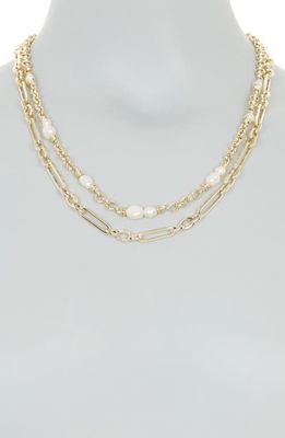 Kendra Scott Mollie Multi Strand Necklace in Gold White Pearl