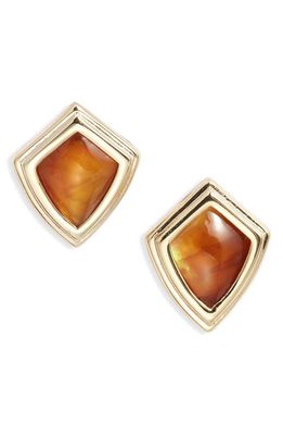 Kendra Scott Monica Stud Earrings in Gold Marbled Amber Illusion