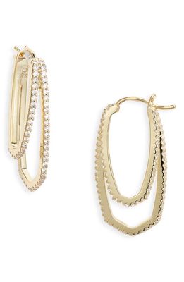 Kendra Scott Murphy Crystal Double Hoop Earrings in Gold White