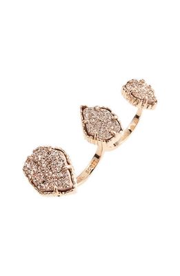 Kendra Scott Naomi Double Finger Ring in Rose Gold Drusy/Rose Gold