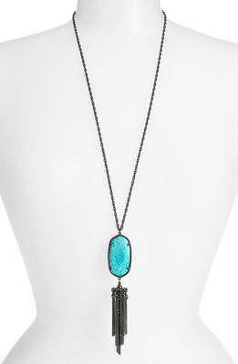 Kendra Scott Rayne Stone Tassel Pendant Necklace in Turquoise/Gunmetal