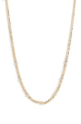 Kendra Scott Rowan Crystal Station Chain Necklace in Gold White Crystal