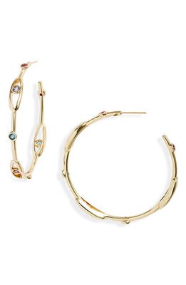 Kendra Scott Rowan Crystal Station Hoop Earrings in Gold Multi Mix