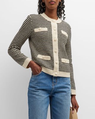Kendra Striped Button-Down Crochet Cardigan
