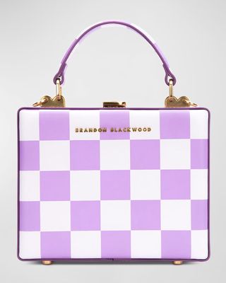 Kendrick Trunk Checkered Leather Top-Handle Bag