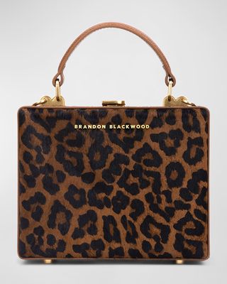 Kendrick Trunk Leopard Top-Handle Bag