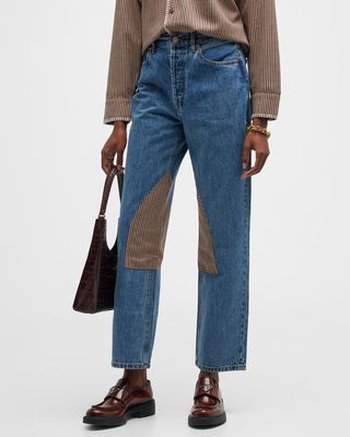 Kennedy Patchwork Straight Ankle Jeans