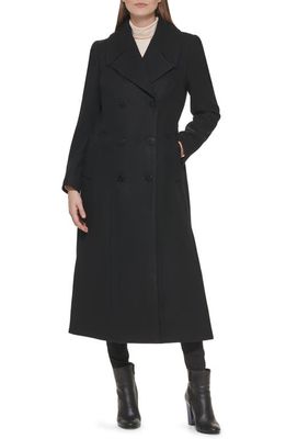 Kenneth Cole Double Breasted Wool Blend Coat in Black