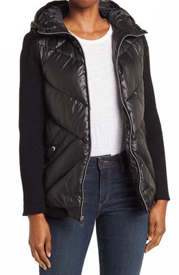 Kenneth Cole New York Chevron Puffer & Knit Sleeve Jacket in Black