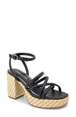 Kenneth Cole New York Daphne Ankle Strap Platform Sandal in Black Leather