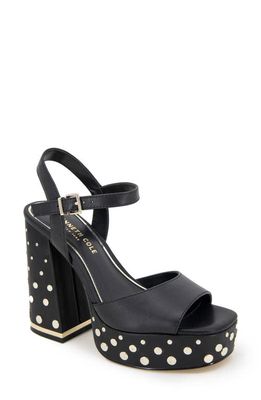 Kenneth Cole New York Dolly Stud Ankle Strap Platform Sandal in Black Leather