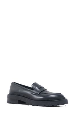 Kenneth Cole New York Fatima Lug Sole Penny Loafer in Black Leather