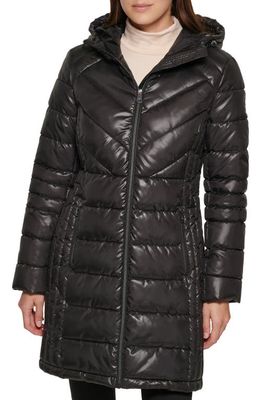 Kenneth Cole New York Hooded Puffer Coat in Black