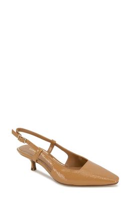 Kenneth Cole New York Martha Kitten Heel Slingback Pump in Camel Patent