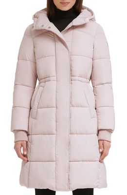 Kenneth Cole New York Memory 3/4 Length Puffer Jacket in Rose Dust