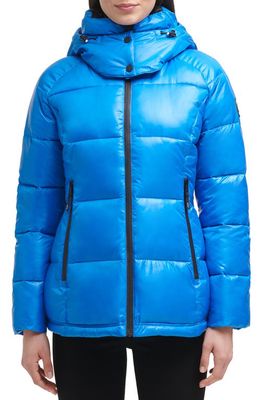 Kenneth Cole New York Stand Collar Puffer Jacket in Aqua