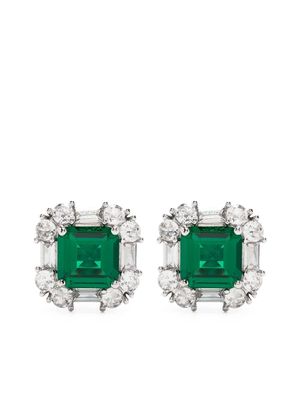Kenneth Jay Lane crystal-embellished clip earrings - Green