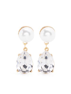 Kenneth Jay Lane crystal-pendant drop pearl earrings - White