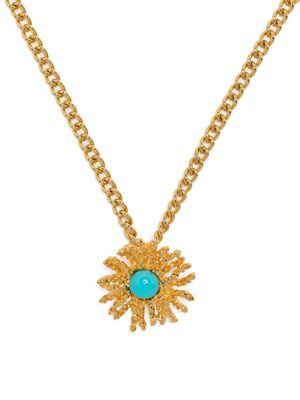Kenneth Jay Lane floral-pendant chain-link neckalce - Gold