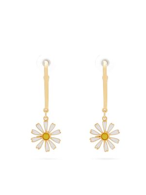 Kenneth Jay Lane flower-charm hoop earrings - Yellow