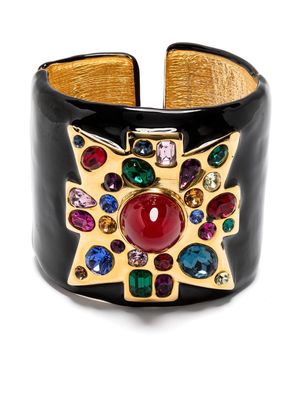Kenneth Jay Lane Maltese gemstone-embellished cuff bracelet - Black