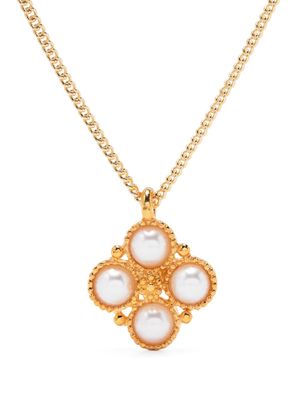 Kenneth Jay Lane pearl-pendant cable-link necklace - Gold