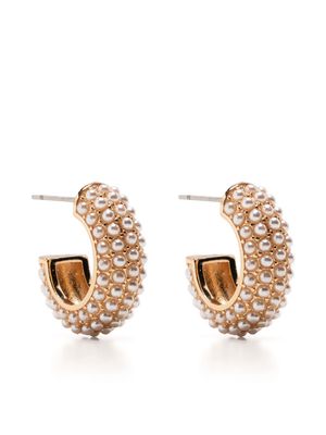 Kenneth Jay Lane pearl polished hoop earrings - Gold