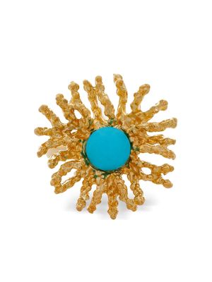 Kenneth Jay Lane textured floral cocktail ring - Gold