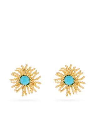 Kenneth Jay Lane textured floral stud earrings - Gold