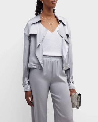 Kensington Cropped Wrap-Front Trench Jacket