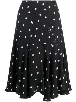 Kenzo A-line polka-dot pattern skirt - Black