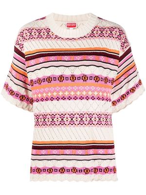 Kenzo abstract-pattern knitted cotton top - White